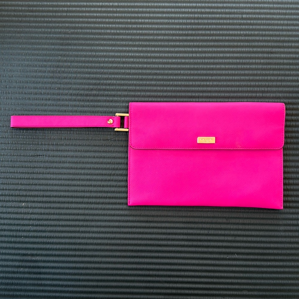 Kate spade hot pink clutch with magnetic closure and wrist strap